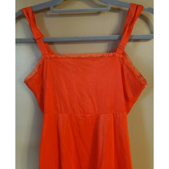 Women's Red Vintage 100% Antron Lingerie Nightgown Sleeveless by Charmode, 36 - Picture 5 of 6